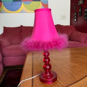 Hot pink feather lamp